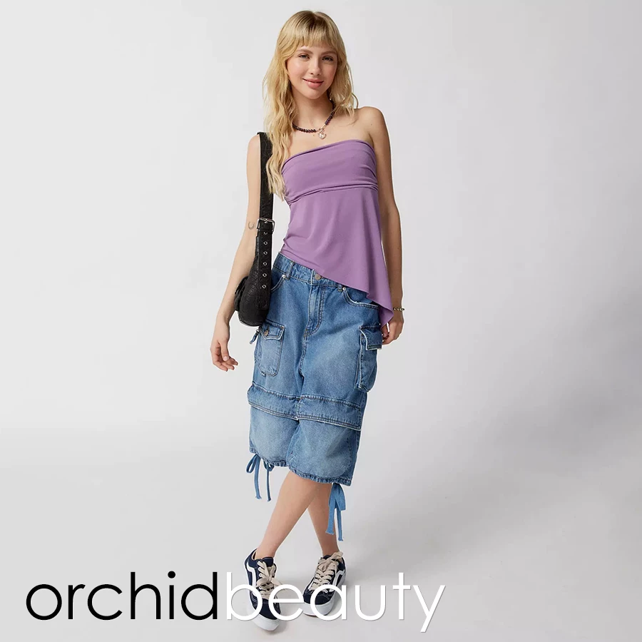 Короткий топ с рюшами UO (Urban Outfitters) в стиле Y2K, эластичный без бретелей, разные цвета