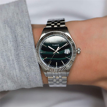Overseas Timex Tianmei Watch Fashion Simple Steel Belt Green Pan Shi Ying Movement Calendar Watch