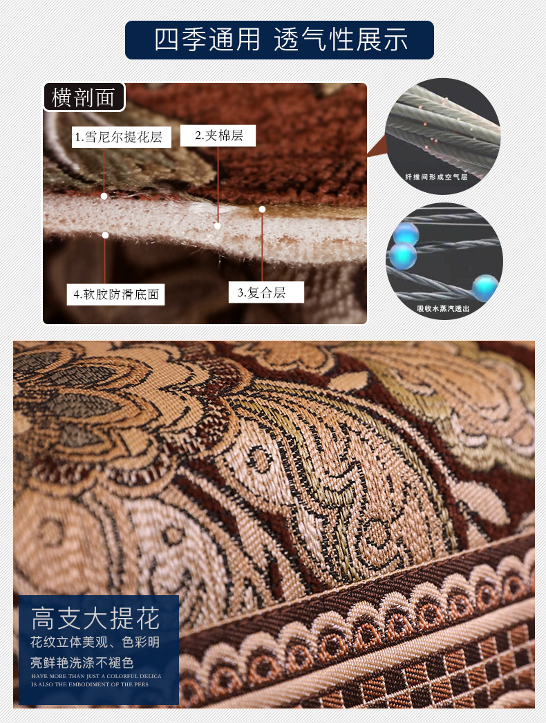 Mùa hè châu Âu sofa da đệm sang trọng chống trượt sofa đệm chaise longue mùa hè phong cách Mỹ tùy chỉnh bốn mùa - Ghế đệm / đệm Sofa nệm ngồi bệt