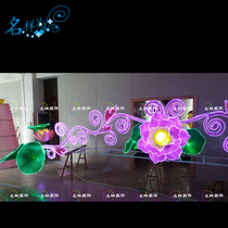 Name sample beauty Chen Lotus lotus leaf Lantern will LED dream lighting festival exhibition wrought iron cloth door shape outdoor scene