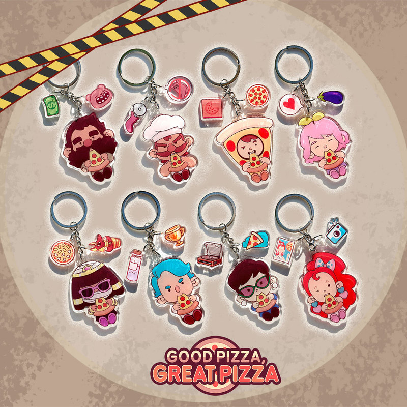 Delicious Pizza, Yummy Pizza, Delicious Pizza, Official Genuine Original Acrylic Double-Sided Keychain