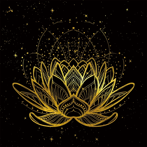 Мандала Lotus Lucky Hand рисует золотой рисунок, тихо распах