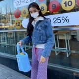 Демисезонная джинсовая короткая куртка, флисовый пуховик, облегающий крой