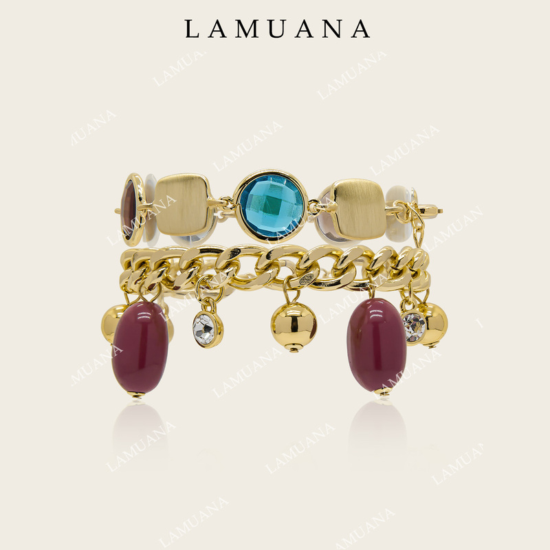 Lamuana Red Fruit Tassel Bracelet New Year and Christmas Atmosphere Bracelet Stackable Niche Design Retro Bracelet