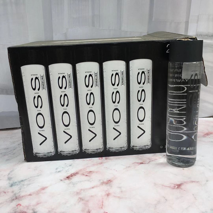 Norwegian imports soda VOSS vith natural gas drinking mineral water glass bottle 375ml * 24 bottles whole box