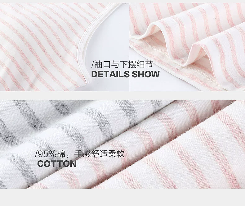 Áo khoác lửng nữ sọc đỏ cotton mỏng với áo ngực chạm đáy áo hè không viền quần lót miễn phí mặc áo ngực