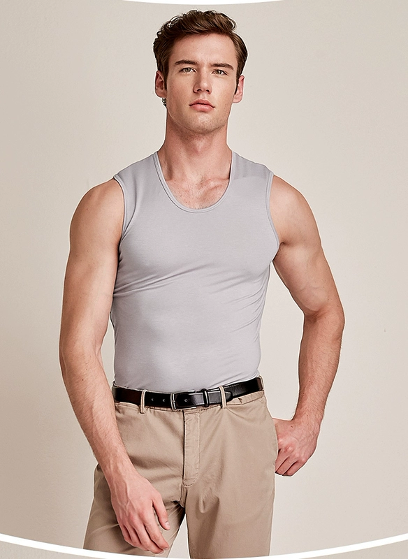 Áo đỏ nam vest mỏng phần cổ tròn phương thức thể thao thanh niên đồ lót mỏng vượt rào đáy áo sơ mi nam