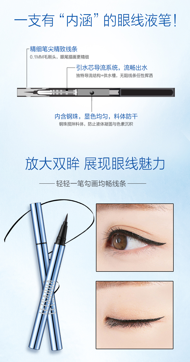 [Watsons] Bút kẻ mắt lâu trôi LETSAQUA (màu đen đậm 01) 0,33 ml - Bút kẻ mắt kẻ mắt nước missha