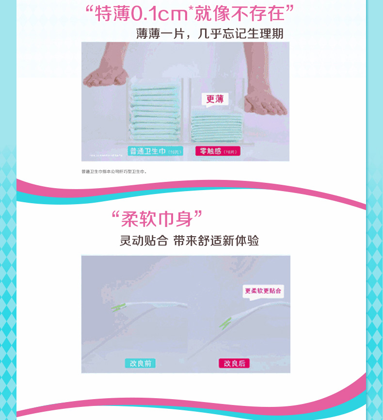屈臣氏 花王乐而雅 零触感 超薄0.1cm瞬吸卫生巾 70片 图4