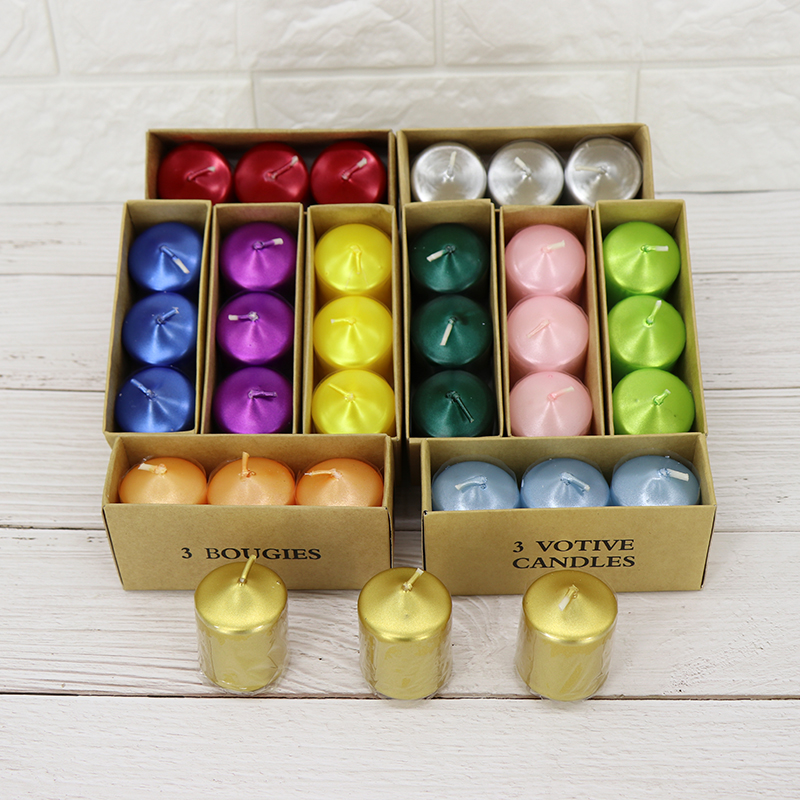 Box of 3 Fitted Small Cylindrical Candle Diameter 3 5cm Romantic Holiday Decorations Courted Wedding Table White Placed Colorful Candle