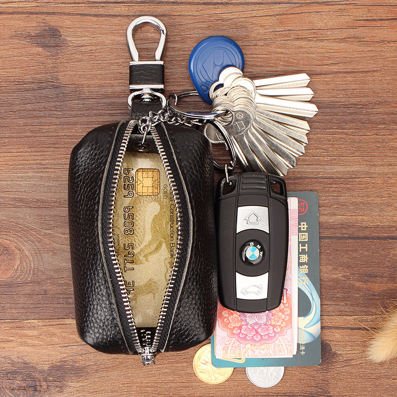 Net red car multi-function key bag male large-capacity universal leather waist padlock key bag female change leather storage