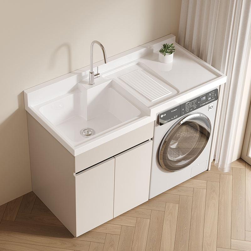 Honeycomb Aluminum Laundry Cabinet Combination Balcony Integrated Basin Laundry Sink with Washboard Drum Washing Machine Cabinet Companion Honeycomb Aluminum Laundry Cabinet Combination Balcony Integrated Basin Laundry Sink with Washboard Drum Washing Machine Cabinet Companion