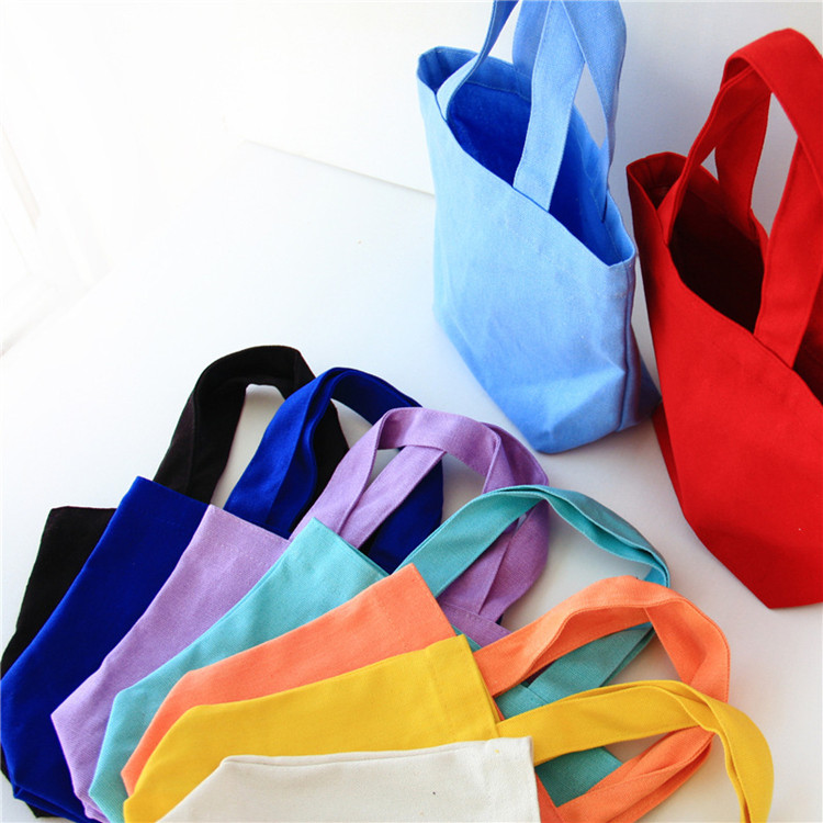 Bento bag Small cloth bag solid color cotton canvas bag lunch box bag makeup bag clutch bag storage