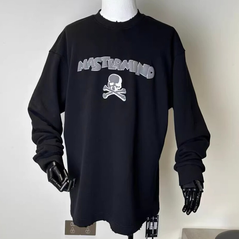Mastermind Skull Long-Sleeve T-Shirt for Men, Trendy Mmj American Retro Pullover Loose Base Shirt Top Mastermind Skull Long-Sleeve T-Shirt for Men, Trendy Mmj American Retro Pullover Loose Base Shirt Top