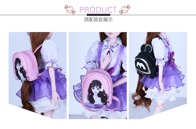 Luồng ba lá BJD Luo Kaidi 60 cm phụ kiện búp bê tuyệt đẹp thời trang Hàn Quốc hoạt hình túi ba lô giản dị búp bê búp bê