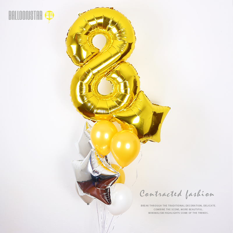 40-inch floating pink blue gold children's digital balloon bundle baby one-year-old layout photo props road guide