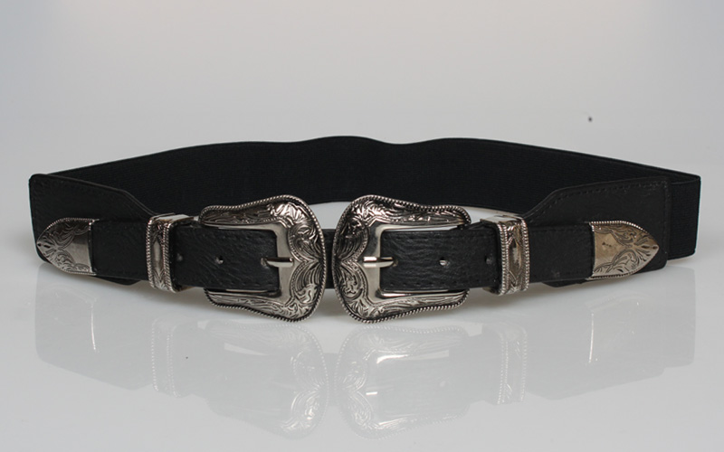 Retro Geometric Carved Double-headed Buckle Elastic Belt Wholesale Nihaojewelry display picture 5