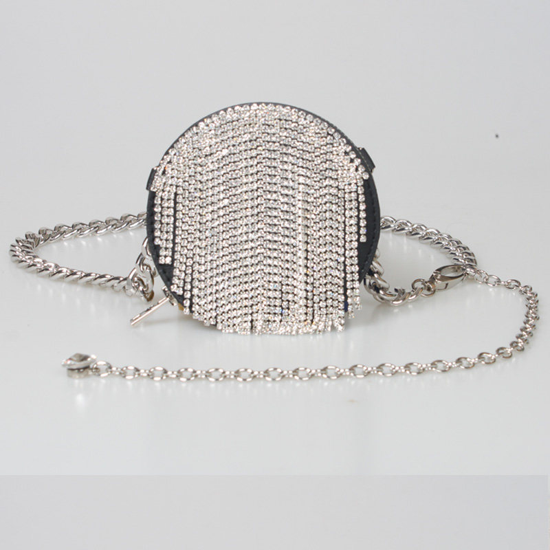 200g Weight Metal Material Women'S Gender Wholesale Fashion Rhinestone Heart Tassel Mini Waist Bag 8