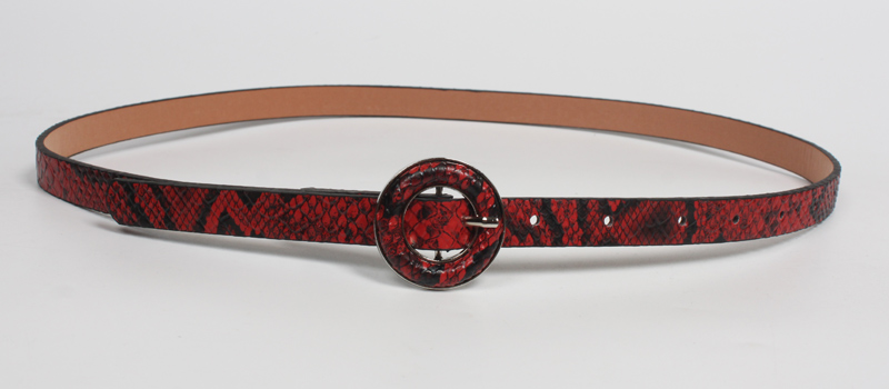 Fashion Round Buckle Snake Pattern Wide Belt display picture 6