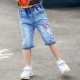Quần short nam denim mùa hè trẻ em mỏng cắt quần tây quần áo trẻ em Phiên bản Hàn Quốc của quần thủy triều giải trí nước ngoài - Quần jean quần áo bé trai