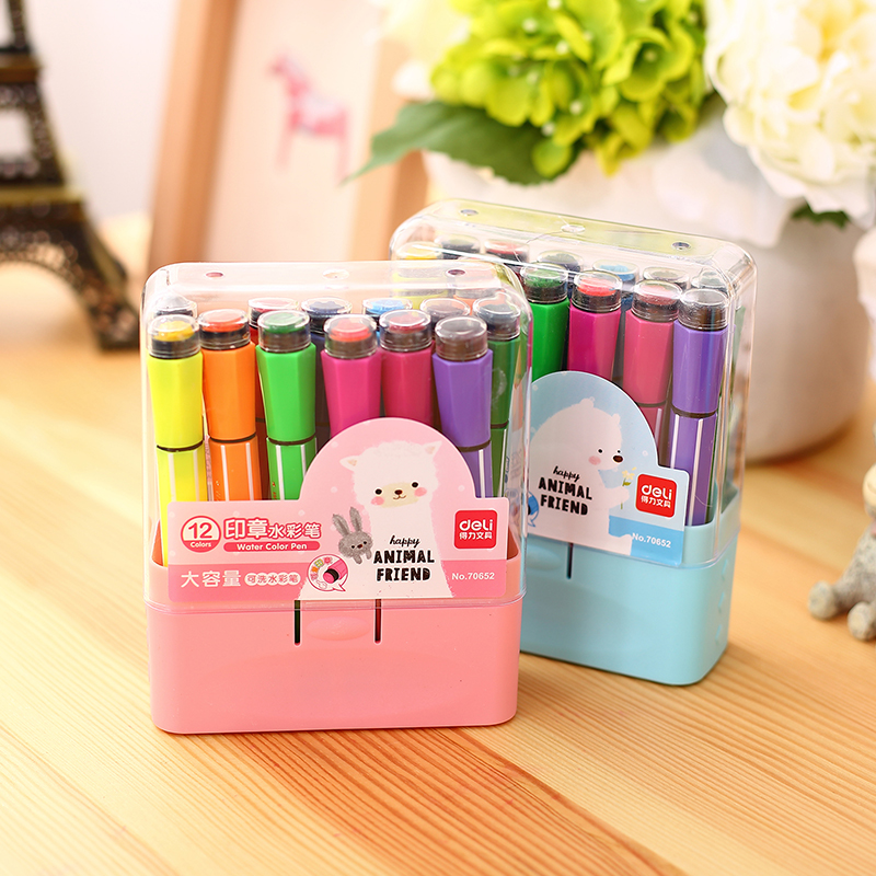 Deli 70653 70655 children with seal coloring pen 36 18 colors washed watercolor pen graffiti painting gift