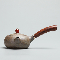 Teapot ceramic side pagoda kung fu tea set ceramic single Pot Black sandalwood handle can raise single pot filter pot