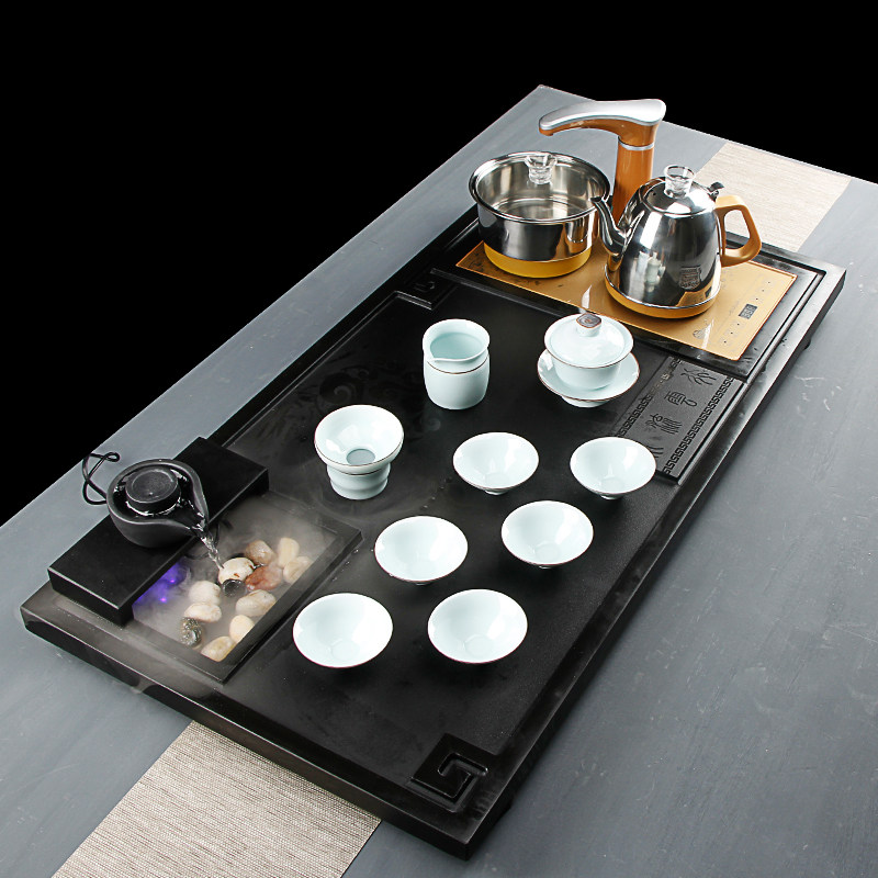 Ujinshi Whole Tea Pan Kongfu Tea Furniture Set Group Home Fully Automatic Four-Combined Full Set of large number flowing water stone tea table