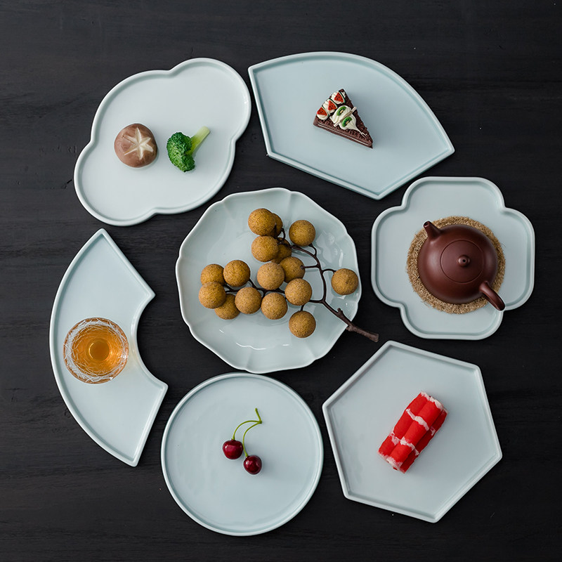 Jingdei Shadow Ceramic Tea Plate Dry Bubble Be Mini Tea Stand Powder Pink Western Food Tray Ceramic Chinese Fruit Plate
