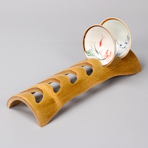 Tea Cup bamboo cool cup holder single-layer six-grid storage solid wood drain rack portable kung fu tea set tea ceremony zero match