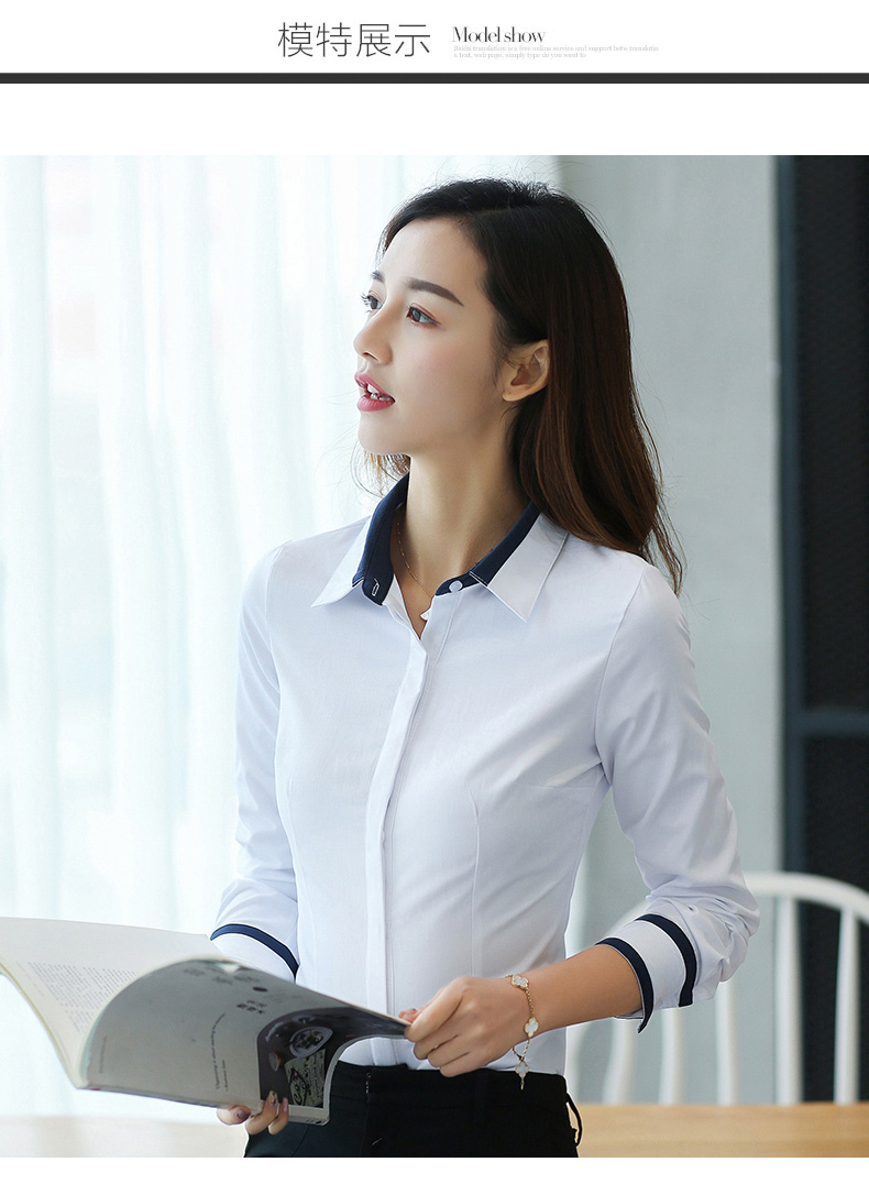 Áo sơ mi trắng nữ tay dài chuyên nghiệp màu hit 2018 xuân hè mới chạm đáy áo sơ mi trắng cổ yếm nữ Slim sơ mi cotton mẫu áo sơ mi nữ đẹp 2020