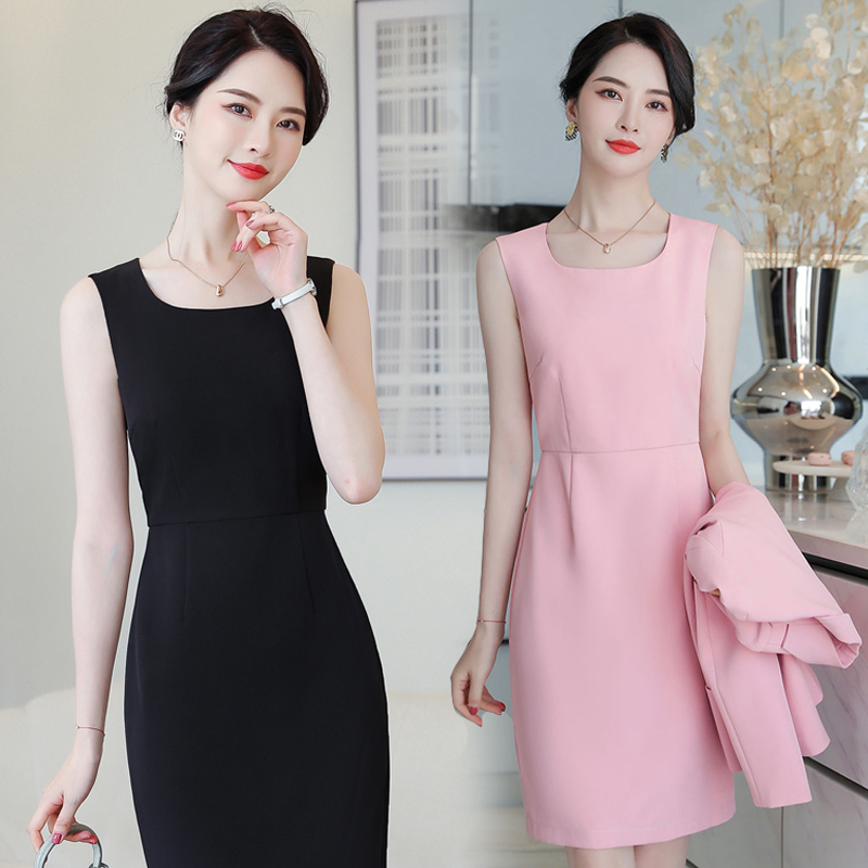Sleeveless Dress for Women, Professional Attire for Art Exams, Formal Interview Little Black Dress, Elegant Base Tank Dress for Formal Occasions, Ol Style