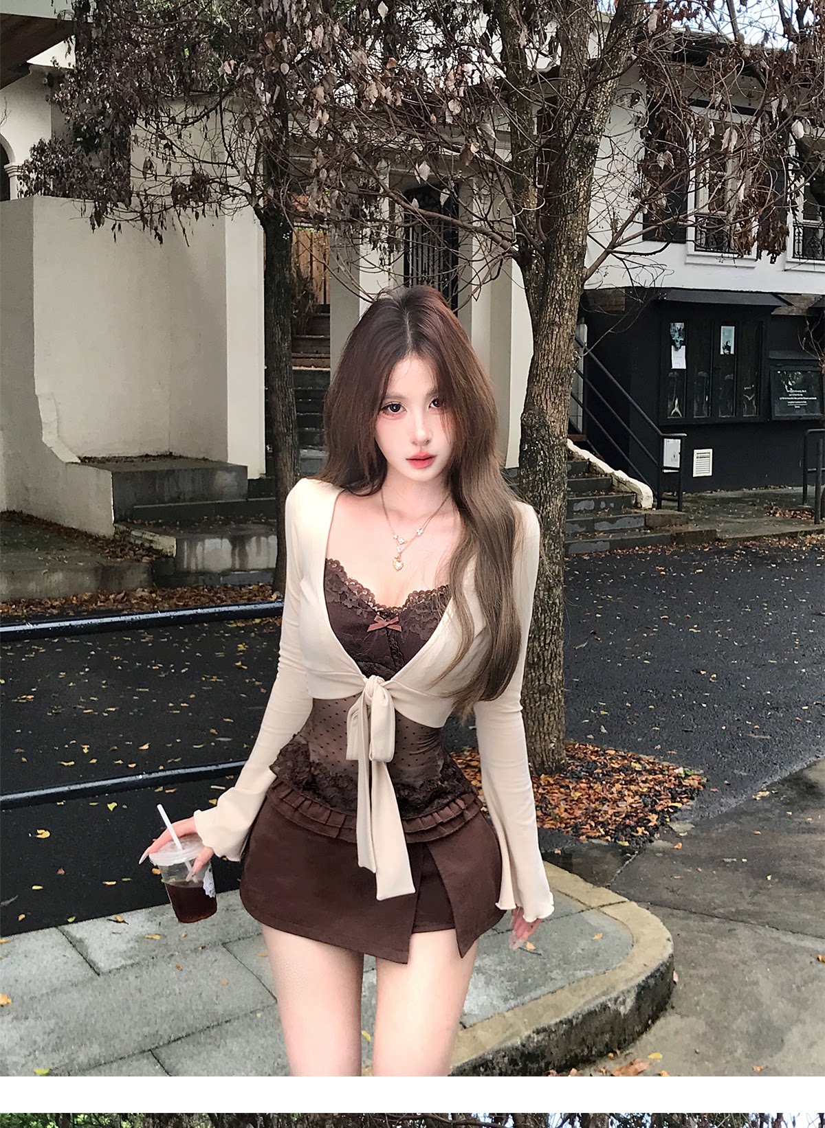 메이플 시럽 수 있습니다. 리 핫걸 디자인 센스 레이스 조끼 슬립 여성 가을 섹시함 순수한 욕망 맨위 상세 이미지 5