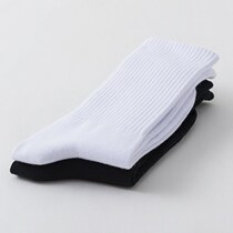 4 pairs men long tube solid color black white trousers socks