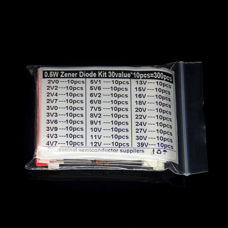 30 types of specifications 0 5W row with Zener voltage regulator tube Two-body sample package for a total of 300 2V0-39V DO-35