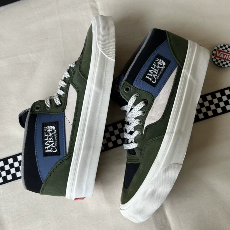 Кеды для скейтбординга VANS Vans Half Cab Anaheim военный зелёный без шнурков низкие профессиональные