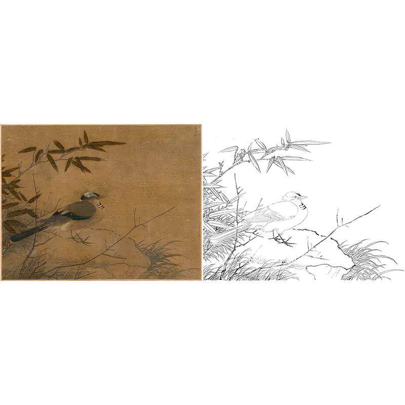 Ink-ink Qinglian work stroke Song painting Flowers Birds Sketches Sketches Sketches-Zhao Chang-Birthu HD HD Physical Print