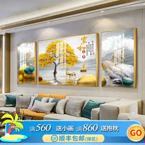 Living room decorative painting modern simple sofa background wall hanging deer triptych large size crystal porcelain home and rich murals