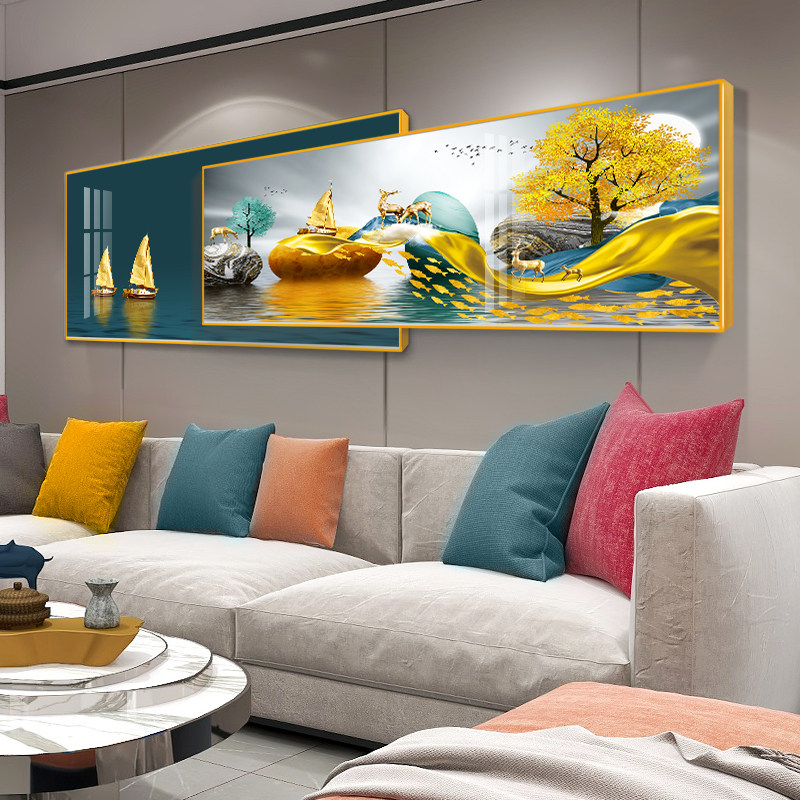 Living room decoration painting modern simplicity superimposed sofa background wall hanging painting crystal porcelain atmosphere hanging painting high-end bedroom headboard wall