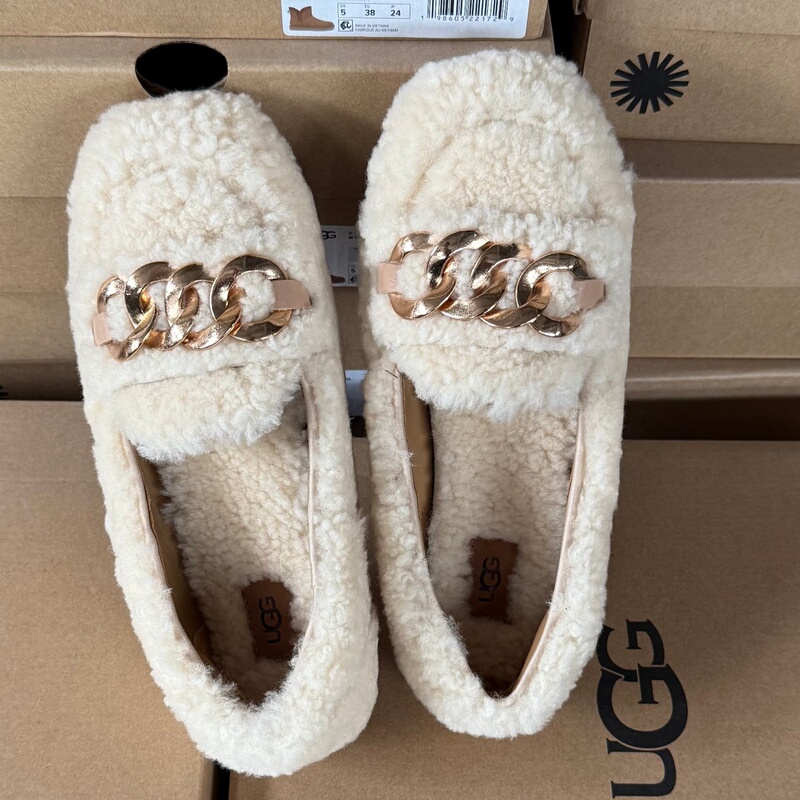 Ugg Women's Shoes, Genuine from the Store, Wool Leather, Solid Color, Comfortable Flat Casual Loafers, Model 1153515