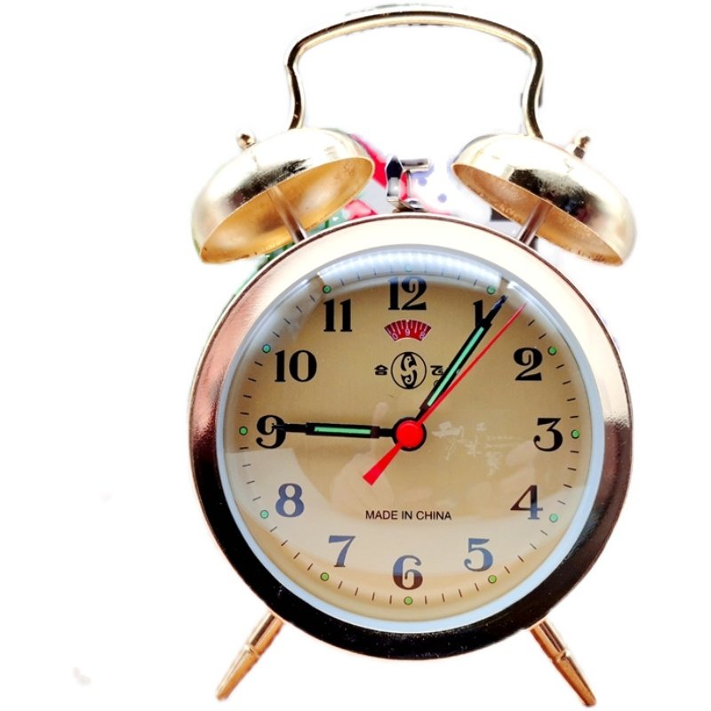 Upgraded Version of Old-Fashioned Wind-Up Mechanical Alarm Clock Chicken Rice Metal Movement Nostalgic Retro Large Ringtone Horseshoe Watch