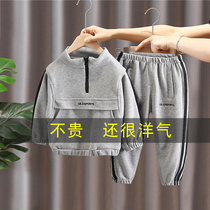 Boy Casual Suit Spring Autumn Clothing 2022 New Baby Ocean Gas Children Sports Little Boy Handsome Autumn Clothing Tide