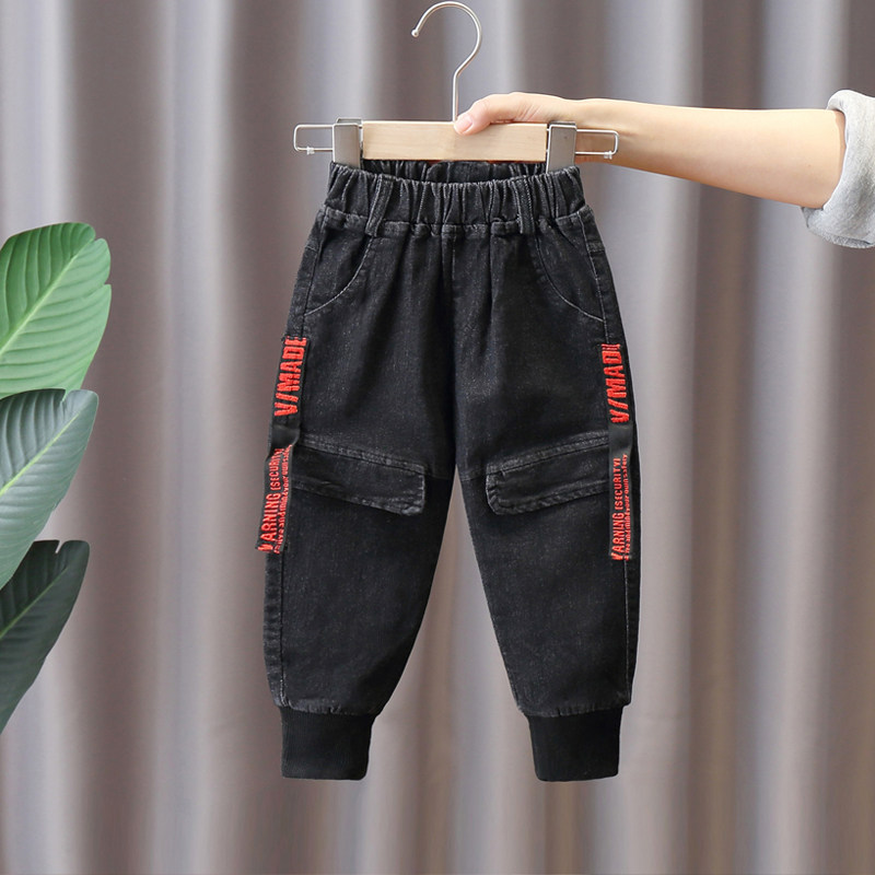 Children's clothing boys' pants spring and autumn new outer wear children's trousers fashionable western style children's black jeans autumn