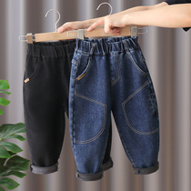 Boy gush pants Winter Childrens cotton pants thickened outside wearing small children Baby Jeans Integrated Suede Autumn Winter