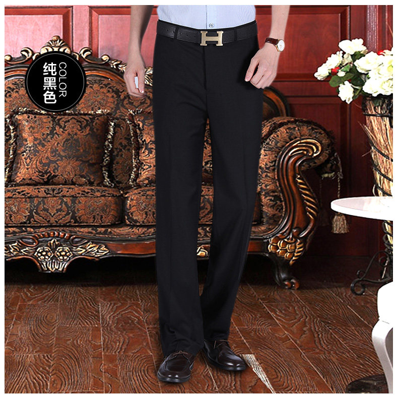 Autumn Winter Men's Western Pants Positive Fit Straight Barrel Loose Mid-Year High Waist Deep Gear Large Size Size Dad Pants Father Long Pants Expert