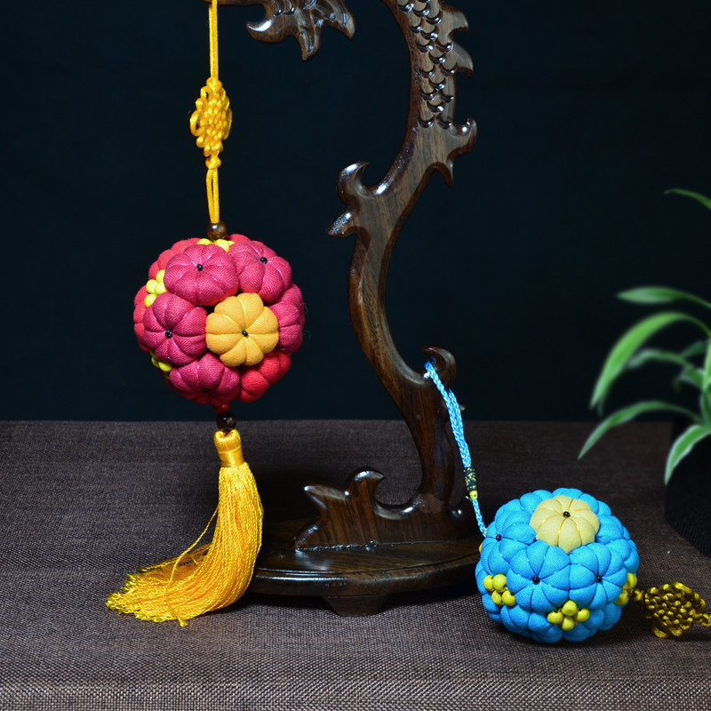 Handmade fabric embroidery decoration ornaments Golden Jade Mandang hydrangea Chinese style traditional characteristic small gift creative folk custom