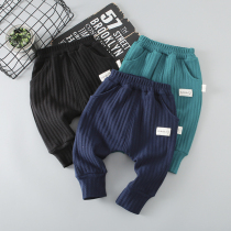 Winter childrens knitted cotton trousers 1235 years old baby cotton casual Haren pants for boys and girls plus velvet pp warm trousers