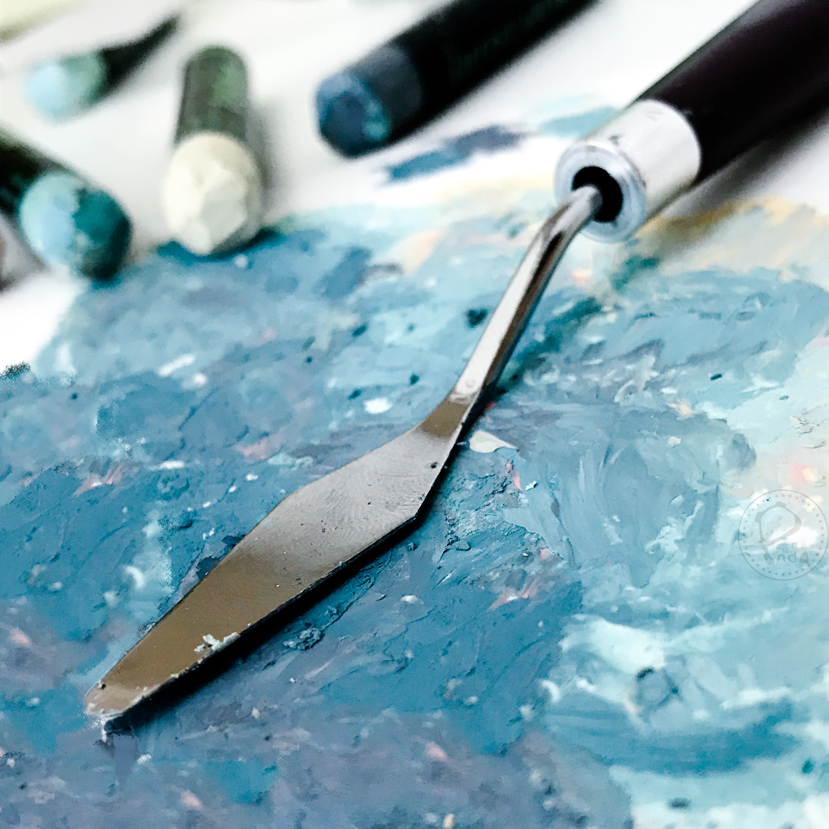 (Panda fat) oil painting stick scraper oil painting water powder acrylic paint palette knife spatula stainless steel pick knife