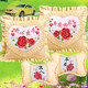 Embroider your own new cross-stitch pillow four-piece set for car waist and neck pillow printed cross-stitch couple pillow case