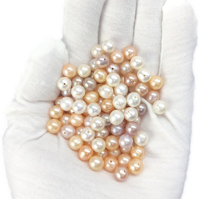 Natural bulk called Jin [Jin is equal to 0.5 kg] nearly round strong light real pearls with large holes diy bracelet necklace material bare beads loose beads