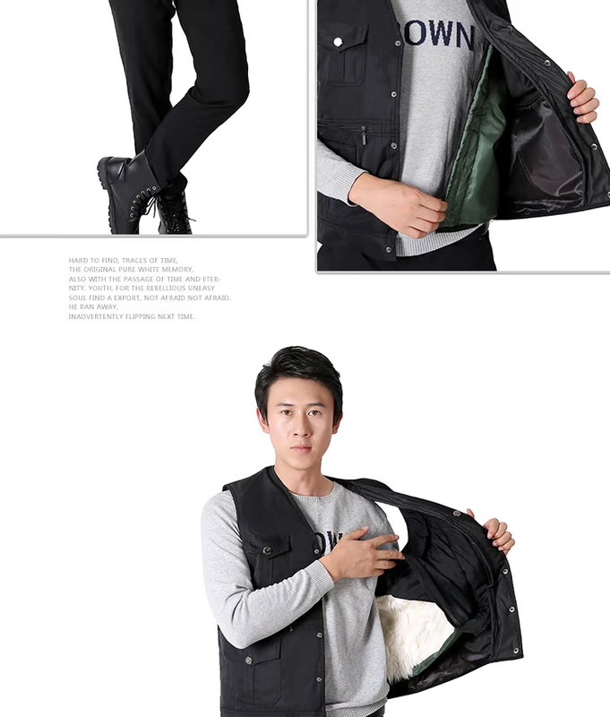 Mùa đông da cừu vest nam lông một tuổi trung niên dày bông ấm vest da vest kích thước lớn cha áo khoác nam hàn quốc mùa đông